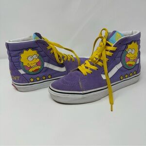 Vans Off the Wall High-Top Sneakers Lisa Simpson for President Purple & Yellow 7
